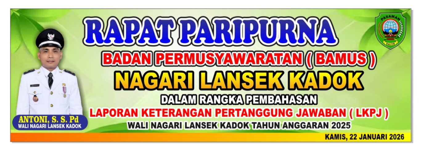 BAMUS Nagari Lansek Kadok Gelar Rapat Paripurna Bahas LKPJ Wali Nagari Tahun Anggaran 2025.